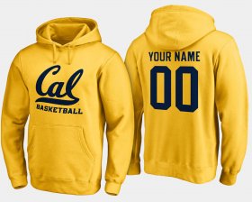 #00 Custom Name and Number Cal Bears Basketball Mens Gold Hoodie 556012-496